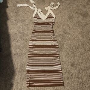 Striped Brown and Cream Women's Dress